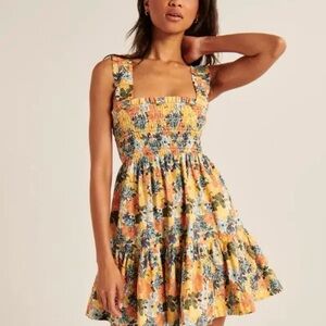 Floral Smocked Yellow Dress